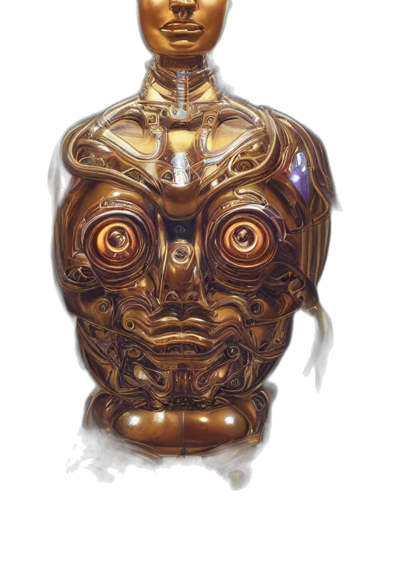 mask, face, robot, crown, concept art, 3d render, fantasy art, photorealistic transparent PNG cut-out