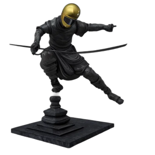 concept art, 3d render, octane, rendering, marble, chrome, statue, ninja transparent PNG cut-out