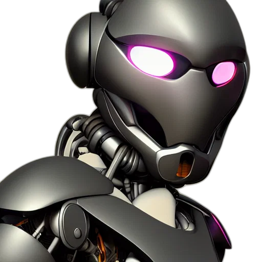 robot, staff, 3d render, concept art, cyberpunk, pixel art, dark, hiperrealist transparent PNG cut-out