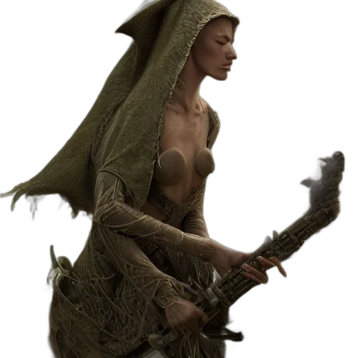 dress, staff, weapon, sword, concept art, fantasy art, 3d render, photorealistic transparent PNG cut-out