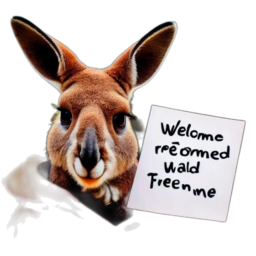 animal, portrait, photo, kangaroo, wearing, orange, hoodie, blue transparent PNG cut-out
