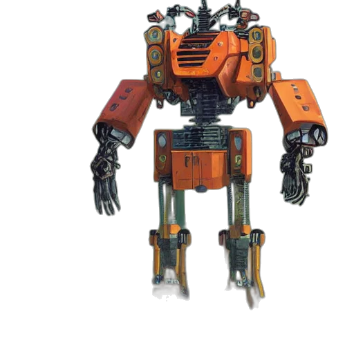 robot, weapon, concept art, 3d render transparent PNG cut-out