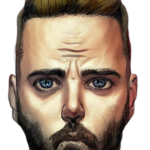 face, hair, jacket, mask, photorealistic, cartoon, watercolor, comic book art transparent PNG cut-out