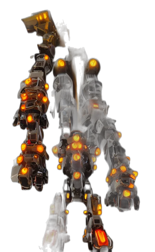 robot, weapon, staff, jewelry, concept art, 3d render, cyberpunk, fantasy art transparent PNG cut-out