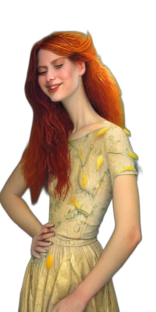 dress, hair, jewelry, photorealistic, fantasy art, cartoon, 3d render, golden transparent PNG cut-out
