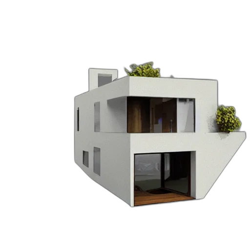 building, furniture, 3d render, photorealistic, concept art, house, shape, cat transparent PNG cut-out
