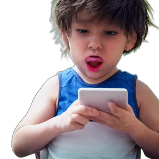 kid, eating, ipad transparent PNG cut-out