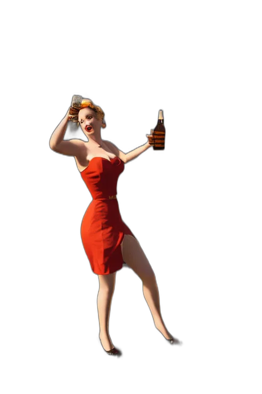 dress, bottle, 3d render, concept art, photorealistic, cartoon, german, pinup transparent PNG cut-out