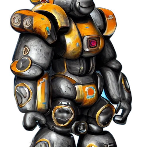 robot, concept art, 3d render, fantasy art, cyberpunk, monkey, wearing, mech transparent PNG cut-out