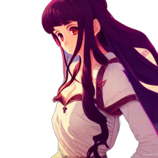dress, staff, face, hair, anime, pixel art, fantasy art, concept art transparent PNG cut-out