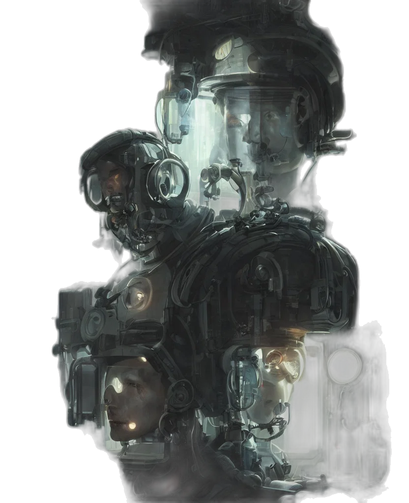 robot, face, mask, weapon transparent PNG cut-out