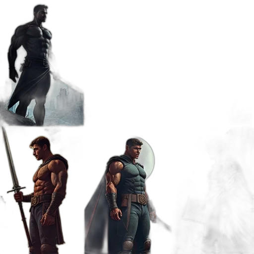 sword, concept art, comic book art, fantasy art, 3d render, dark, earth tones, monochrome transparent PNG cut-out