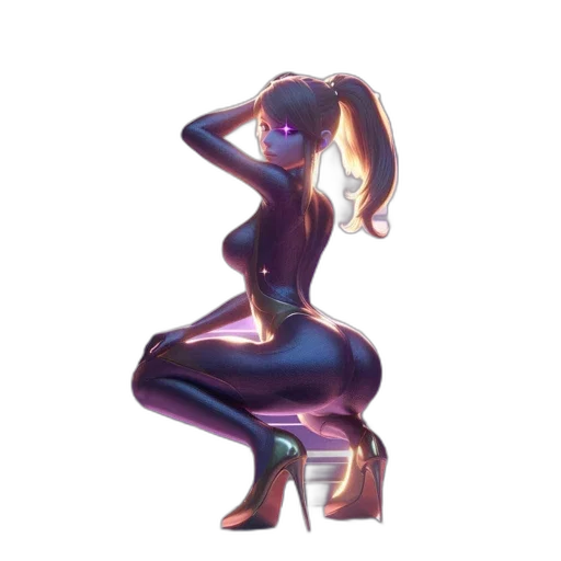 robot, dress, shoes, jewelry, concept art, 3d render, pixel art, vaporwave transparent PNG cut-out