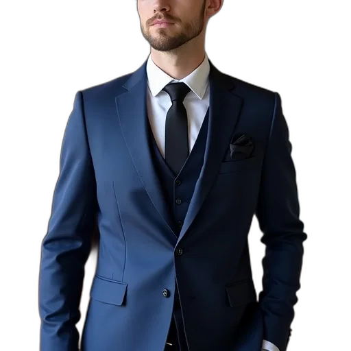 jacket, staff, photorealistic, blue, dark, colorful, man, wearing transparent PNG cut-out