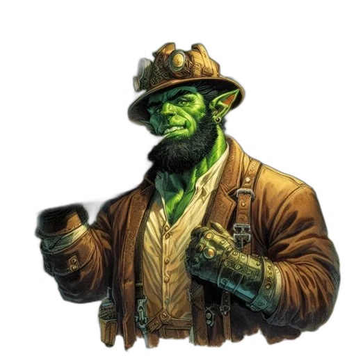 hat, staff, concept art, comic book art, fantasy art, anthropomorphic, creature, possibly transparent PNG cut-out