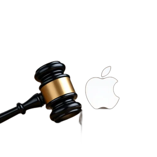 staff, 3d render, wooden, gavel, black, handle, resting, block transparent PNG cut-out