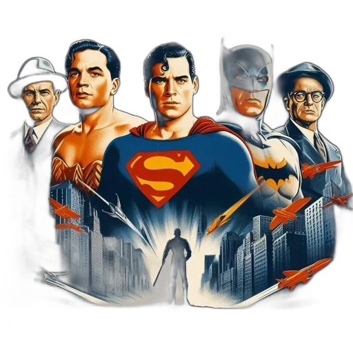 comic book art, concept art, cartoon, pixel art, outer space, poster, featuring, superman transparent PNG cut-out