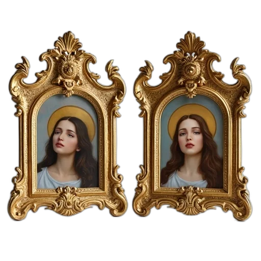 crown, jewelry, face, photorealistic, oil painting, concept art, fantasy art, pair transparent PNG cut-out