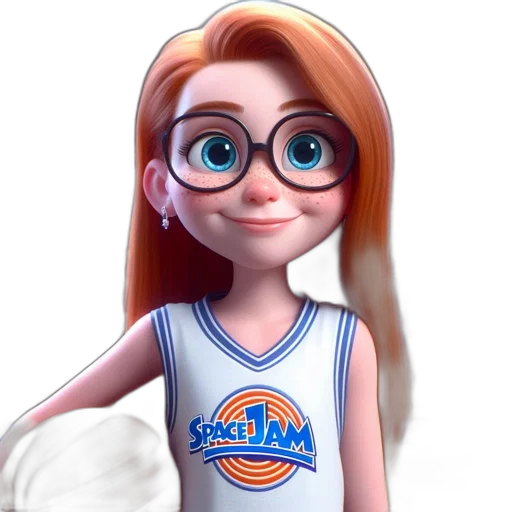 cartoon, 3d render, concept art, photorealistic, animated, girl, red, hair transparent PNG cut-out