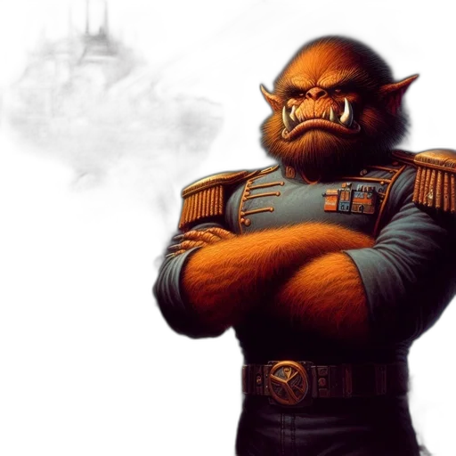 concept art, fantasy art, comic book art, photorealistic, imposing, orc-like, figure, stands transparent PNG cut-out