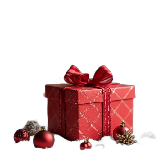 jewelry, 3d render, photorealistic, red, christmas, background, gift, box transparent PNG cut-out