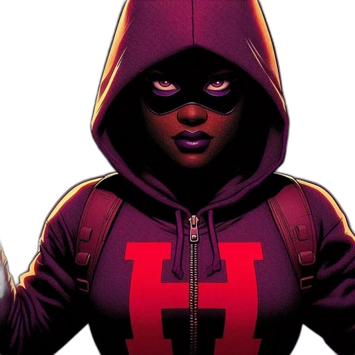 comic book art, figure, hooded, jacket, large, mask, holding, bat transparent PNG cut-out