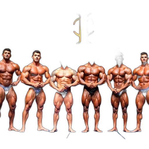 concept art, fantasy art, 3d render, pixel art, group, muscular, men, posing transparent PNG cut-out