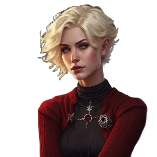 staff, face, jacket, concept art, fantasy art, pixel art, comic book art, red transparent PNG cut-out