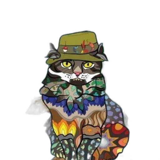 hat, staff, jacket, animal, pixel art, concept art, fantasy art, cartoon transparent PNG cut-out