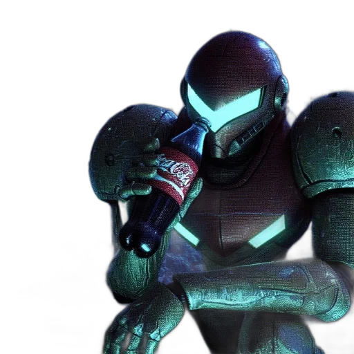 robot, bottle, cyberpunk, concept art, 3d render, vaporwave, metallic, red transparent PNG cut-out