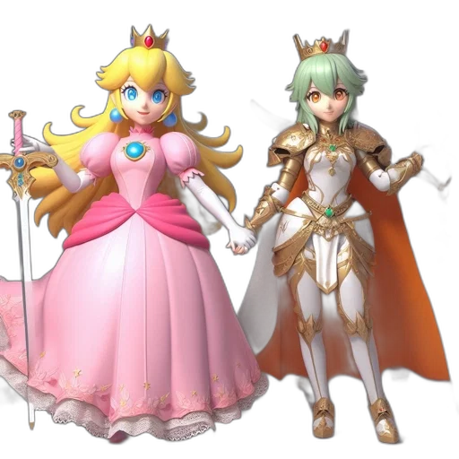 crown, dress, weapon, sword, concept art, 3d render, fantasy art, pixel art transparent PNG cut-out