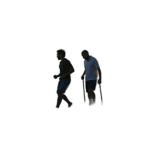 staff, umbrella, pixel art, 3d render, concept art, two, people, wading transparent PNG cut-out