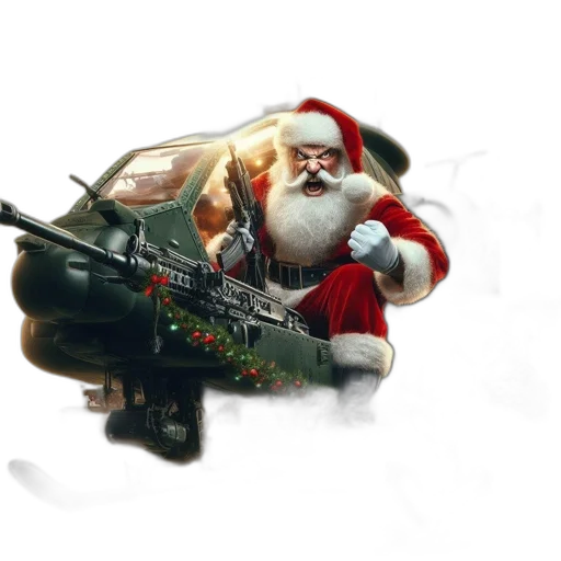 weapon, concept art, photorealistic, 3d render, fantasy art, santa, claus, depicted transparent PNG cut-out
