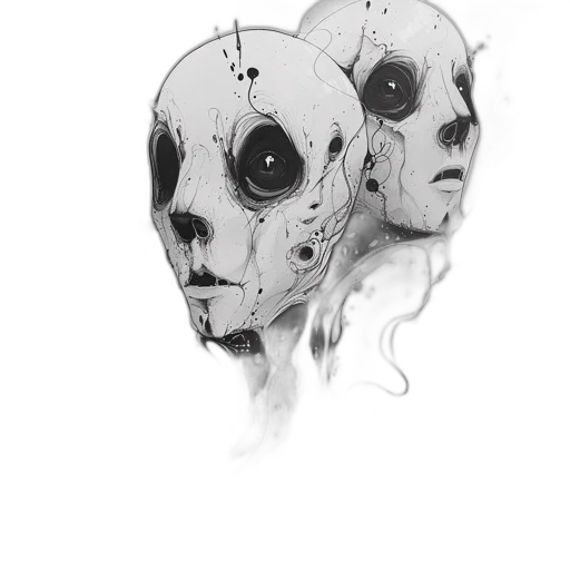 mask, face, robot, creature, concept art, comic book art, watercolor, pencil sketch transparent PNG cut-out