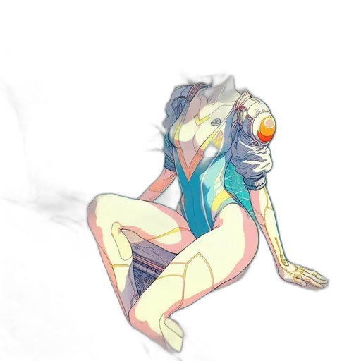 dress, robot, staff, jacket, concept art, watercolor, anime, cyberpunk transparent PNG cut-out