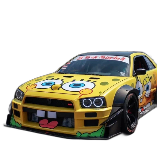 car, weapon, anime, concept art, photorealistic, 3d render, customized, spongebob transparent PNG cut-out