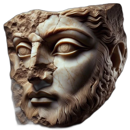 face, mask, crown, photorealistic, 3d render, intricately, carved, stone transparent PNG cut-out