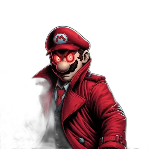 mask, jacket, comic book art, concept art, fantasy art, cartoon, red, illustration transparent PNG cut-out