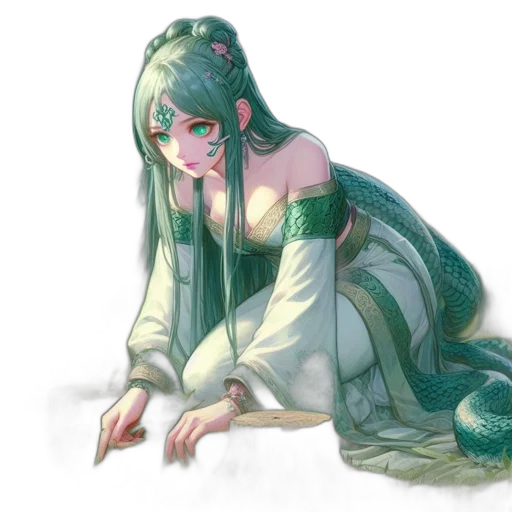 dress, dragon, creature, staff, fantasy art, concept art, watercolor, anime transparent PNG cut-out