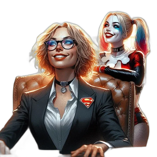 comic book art, concept art, fantasy art, two, women, colorful, outfits, distinct transparent PNG cut-out