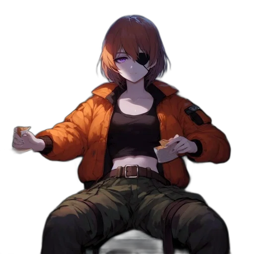 jacket, staff, weapon, creature, concept art, pixel art, anime, cyberpunk transparent PNG cut-out