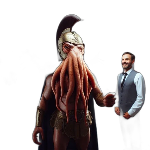 creature, staff, concept art, 3d render, fantasy art, comic book art, underwater, outer space transparent PNG cut-out