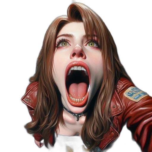 face, jacket, creature, photorealistic transparent PNG cut-out