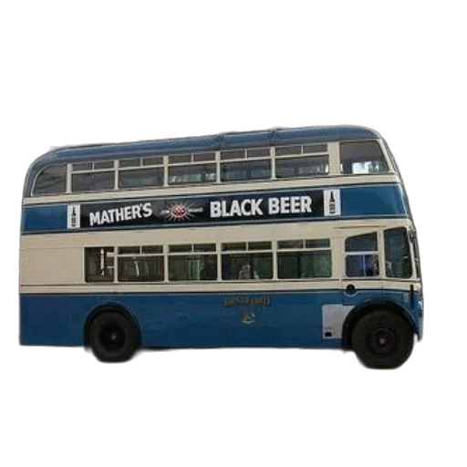 3d render, vintage, double-decker, bus, advertisement, mather, black, beer transparent PNG cut-out