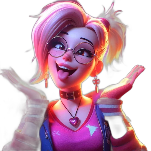 staff, face, concept art, fantasy art, cartoon, 3d render, animated, female transparent PNG cut-out