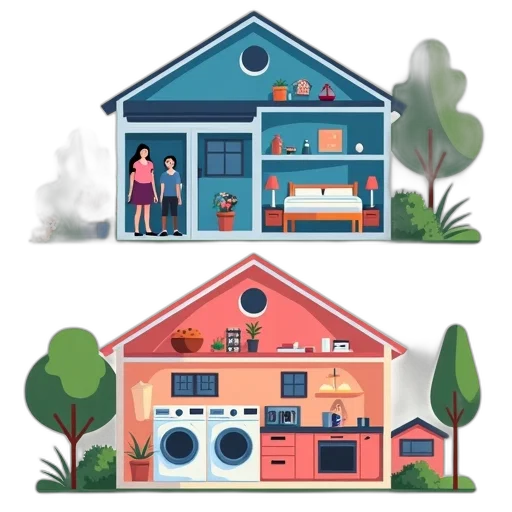 3d render, concept art, colorful, second, image, shows, same, house transparent PNG cut-out