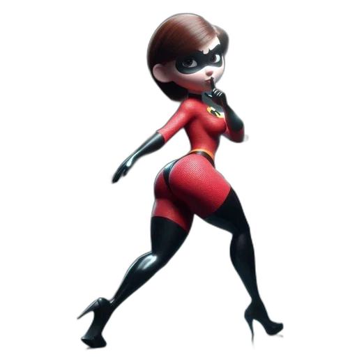 dress, robot, concept art, 3d render, comic book art, cartoon, elastigirl, red transparent PNG cut-out