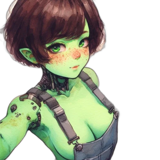 concept art, fantasy art, pixel art, comic book art, green, animated, figure, skin transparent PNG cut-out