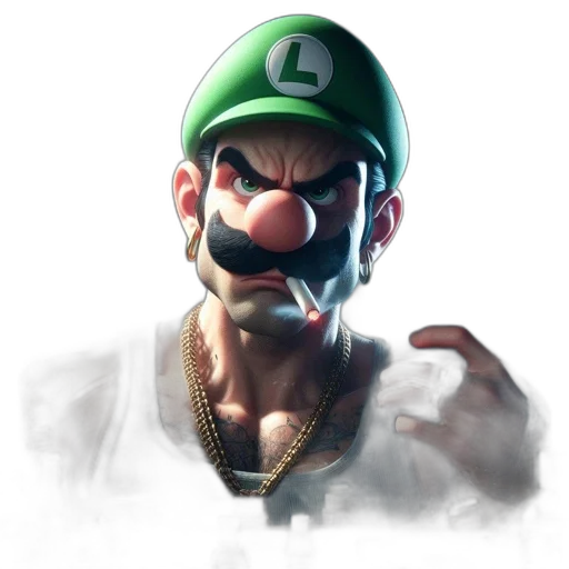 mask, face, hat, concept art, 3d render, photorealistic, cartoon, green transparent PNG cut-out
