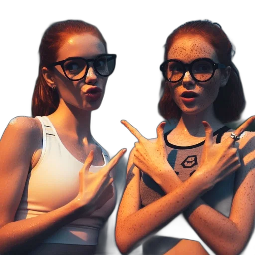 mask, 3d render, concept art, photorealistic, cyberpunk, two, twin, siblings transparent PNG cut-out